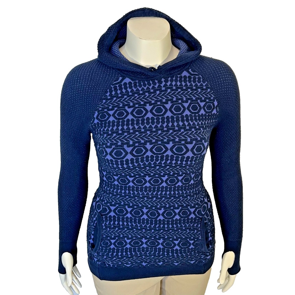 Akini Hooded Sweatshirt Womens S Stretch Knit Textured Tribal Pattern Long Slve